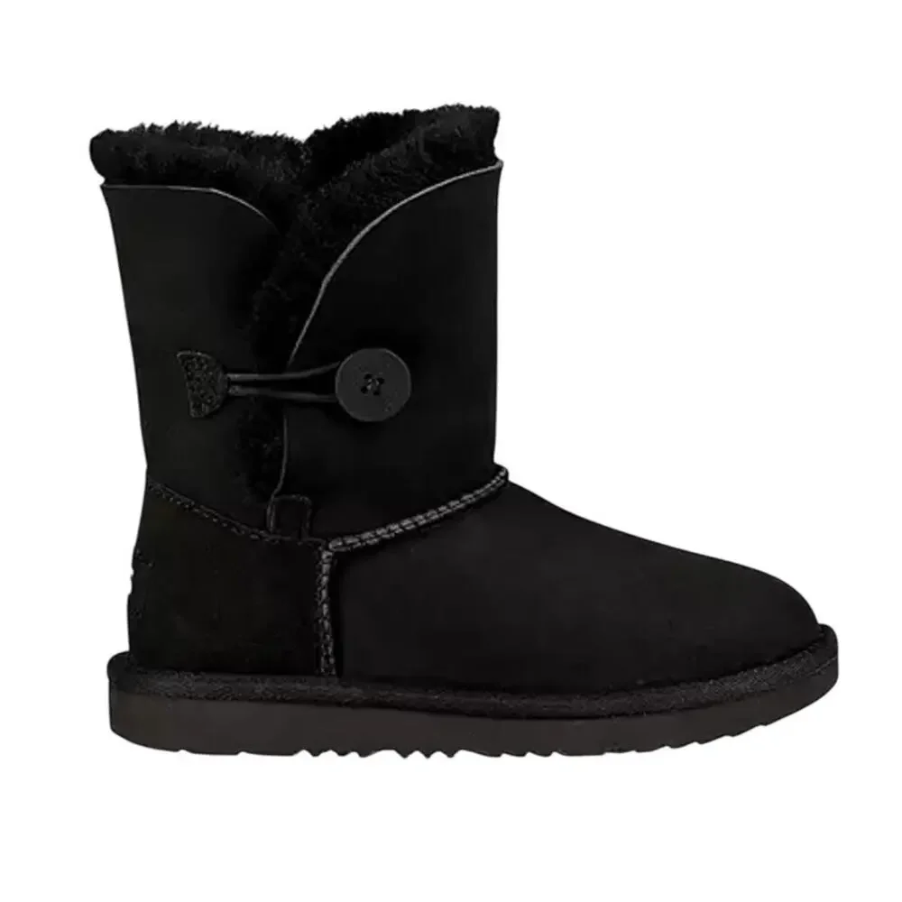 UGG Kids Bailey Button II Winter Boot US 6 EU 38 Black Sheepskin NIB
